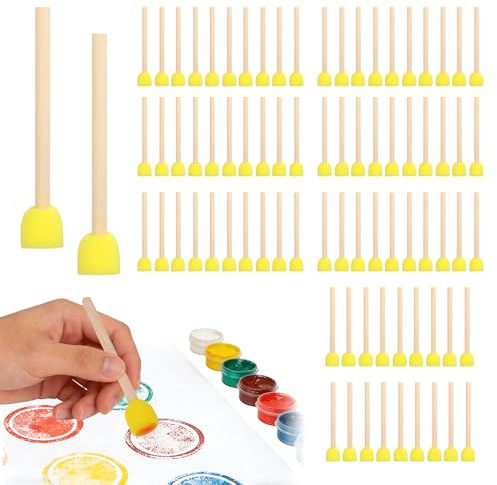 80 Stück Runde Schwammpinsel Kinder, 1.5cm Schwammstupf Pinsel Set, Schwämme Tupfpinsel Set, Schwamm Pinsel Stupfpinsel zum Malen, schwammstempel Kinder für DIY Malerei Handwerk Keramik Werkzeuge