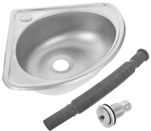 OSOLADY Évier Simple en Acier Inoxydable pour Camping-Car, Lavabo Compact D’Éventail, Petit Évier Encastré sans Support ni Robinet, Cuisine et Salle de Bain RV, Usage Multifonctionnel,