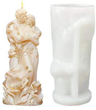 Amore coppia di candele – Romantico stampo flessibile per alimenti per body art – coppia di innamorati in resina siliconica pressofuso, per aromaterapia fai da te con gesso e San Valentino