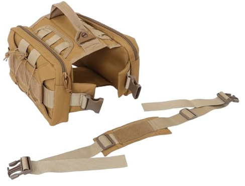 HOMSFOU Große Hundesatteltasche aus Nylon mit Verstellbarem Brustgeschirr und Schnellverschluss Hunderucksack für 20-55 Kg Hunde zum Training und Wandern mit Seitentaschen