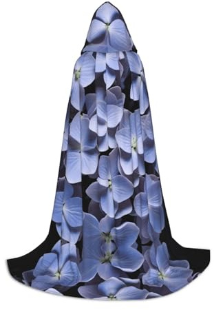 WBQLSL Cape de cosplay à capuche | Imprimé hortensia mauve L - Accessoire de costume de scène de jeu de rôle