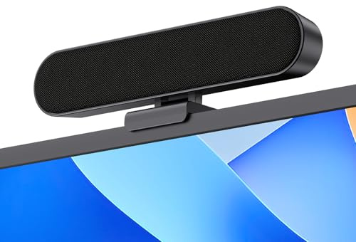 Inwa Computer Speakers for Desktop PC Monitor, USB Wired Computer Sound Bar with Clip, Plug and Play Laptop Speaker for PC Mac Tablet, Loud Sound, USB A to USB C, Easily Clamps to Monitors