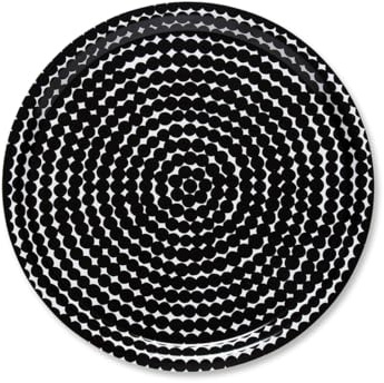Marimekko - Räsymatto Tablett rund Ø 31 cm, schwarz/weiß