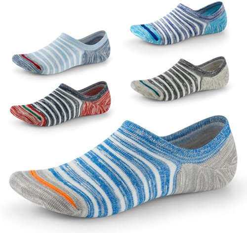 SEESILY No Show Socks for Men-Low Cut with Non Slip Grip-Invisible Socks for Boat Shoes Oxfords Loafers Sneakers US Size7-12 5 Pairs (1)