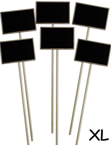 HomeTools.eu® 6x cartelli per piante, classici, in legno, ideali per serre da balcone, aiuole, erbe, fiori da giardino e fioriere, stile rustico, pannello scrivibile, 35 cm, set di 6