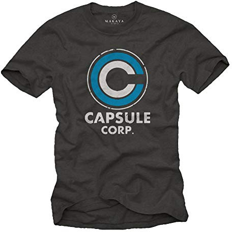 Makaya Tee Shirt Geek - Capsule Dragon Corp Idee Cadeau Vetemant Homme Son Goku Ball Gris Taille L