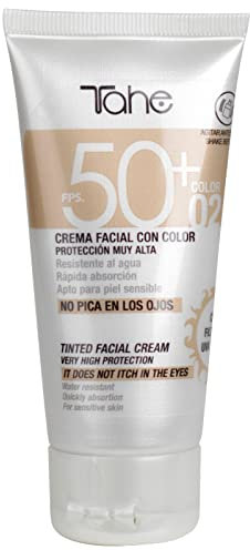 Tahe Sun Protect Crema Facial con Color y Protección Solar 50+, resistente al agua, Color Natural 02, 50 ml