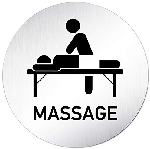 Kinekt3d Leitsysteme - Targhetta per Porta, Rotonda, 100 mm Ø • Fisioterapia - Massaggio - Trattamento 002 • 1,5 mm Alluminio Pieno Materiale (anodizzato) • Effetto Acciaio Inox Levigato