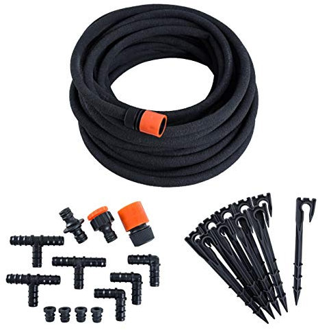 ESTEXO Tropfschlauch Gartenschlauch Perlschlauch Schlauch Set Bewässerungsschlauch Wasserschlauch Bewässerung Tropfbewässerung mit Zubehör (15 m)