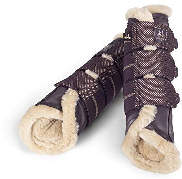 Eskadron Heritage Softslate FauxFur Gamaschen in Black, deepberry, ivorygrey, Größe:XL, Farbe:deepberry