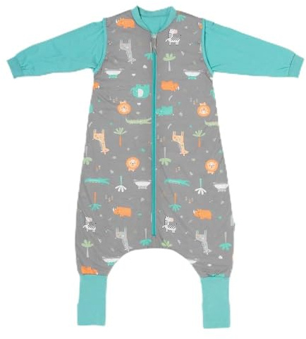 schlummersack Schlafsack mit Füßen ganzjährig 2.5 Tog 120 cm Safari | Kinder Schlafsack mit Beinen und verlängerten Bündchen für eine Körpergröße 120-130cm | Ganzjahres Füßen 2.5 Tog
