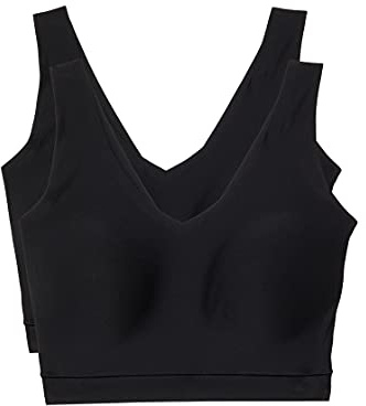 Chantelle Bustier rembourré Doux avec col en V Soutien-Gorge, Opaque, Noir (Lot de 2), M-L Femme