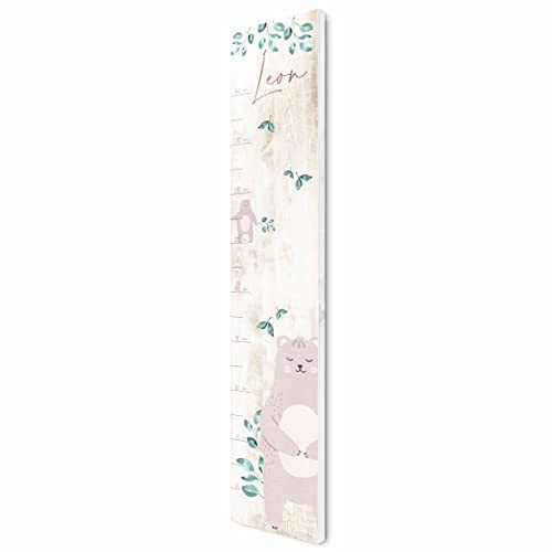 Kindermesslatte aus Holz personalisiert mit Namen - niedlicher Größenmesser 20x100 cm o. 20x70 cm - Kinder Messlatten für Baby 1 Jahr | Kleinkind - Mädchen oder Jungen Geschenk zur Geburt