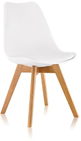 Deuline® Esszimmerstühle Essstühle Esszimmerstuhl SGS Massivholz Polsterstuhl Stühle Oslo Weiss 521247