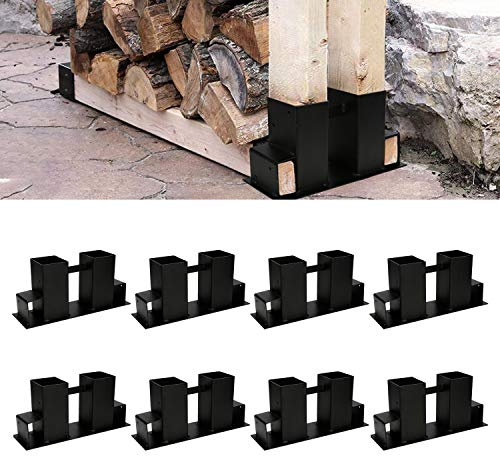 Vigevee Holzstapelhilfe, 8 Stück Holzlager Verstellbarer Lagerregal Holzstapelhalter, Stabile Brennholz Stapelhilfe aus Feuerverzinkt, Verstellbar auf Länge, Kaminholz für innen und außen