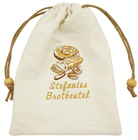 FLOCKex* Personalisierter Brotbeutel aus 100% Leinen | Handgefertigt in Deutschland | Nachhaltige Brotaufbewahrung | Atmungsaktiv, antibakteriell, waschbar (1-2 Baguette, creme)