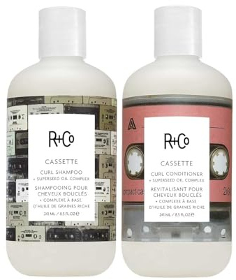 R+Co Cassette Curl Shampoo and Conditioner Set – Lightweight Curl Definition & Frizz Control for Natural, Bouncy Curls – Adds Shine & Moisture – Sulfate-Free, Vegan & Cruelty-Free 8.5 oz 2PK + Sample