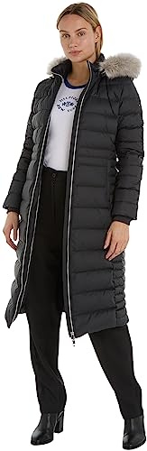 Tommy Hilfiger Damen Daunenmantel With Fur Winter, Schwarz (Black), XXS