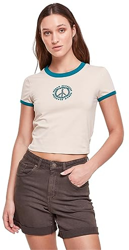 Urban Classics Ladies Stretch Jersey Cropped T-shirt för kvinnor orange, Mjuk havsgräs/vattengräs, 5XL