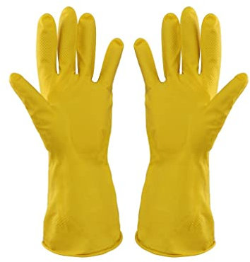 1 Pair Dish Washing Gloves Kitchen Scrubber Rubber Gloves Washing Fruit Vegetable Bathroom Garden Cleaning Gloves (Color : Yellow)