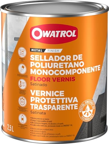 OWATROL - FLOOR VERNIS - Barniz incoloro de Poliuretano para proteger los metales en interior - 2,5 litros