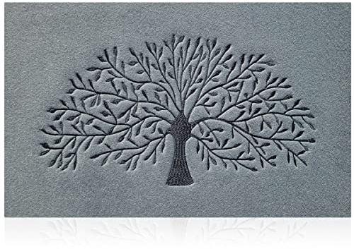 AOAOPQ Door Mats Indoor Outdoor Heavy Duty Rubber Door Mat Non Slip Outdoor Tree of Life Mats, Absorbent Washable Doormats for Front Back Door Outside Inside Light Grey