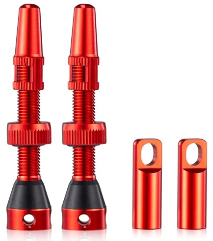 HZJD 2PCS Bike Tubeless Presta Air Valve Stem, Black, Alloy Tubeless Presta Valve Stem(44 mm)