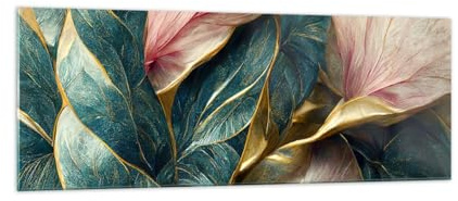 Quadro su Vetro Art Deco Fiori Eleganza Stampe da Parete in Vetro 140x50cm Quadri Moderni Soggiorno Camera da Letto Cucina 1 pezzo Grandi XXL Decorazione Murale Wall Art Immagini GAB140x50-5619