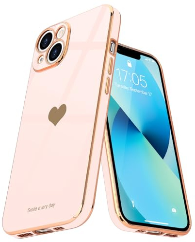 Teageo Coque pour iPhone 13 Femmes d'amour Coeur, Rosepâle | Galvanisé Antichoc Étui Filles Housse de Protection Anti-Rayures Phone Case