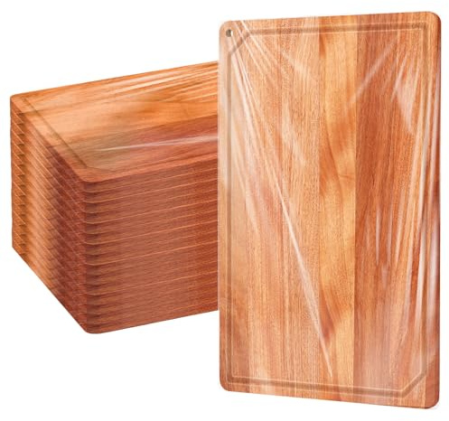 Eaasty 12 Set Extra Large Plain Cutting Board Bulk Heavy Duty Wood Cutting Boards Set with Juice Groove for Kitchen Wedding Housewarming Crafts Gifts, Pre Oiled (14 x 11,Walnut)