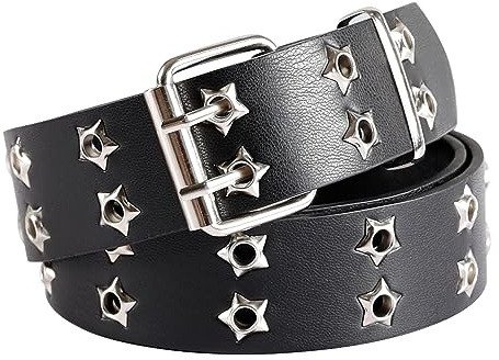 JJDreams Punk Nietengürtel Damen Cosplay Hip Hop Rock Nieten Ledergürtel für Jeans Hosen Gothic Rockwear