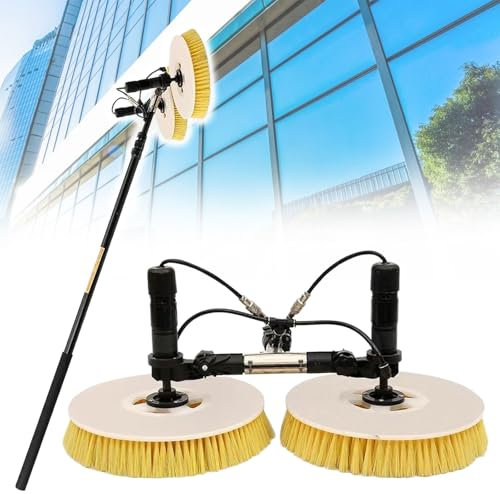 Eastnmythet Solar PV Panel Cleaning Machine, Electric Dual Head Solar Cleaner Robot with 3.5m/5.5m/7.5m Telescopic Rod, Solar Panel Cleaning Brush,Dual Purpose-3.5m/11ft