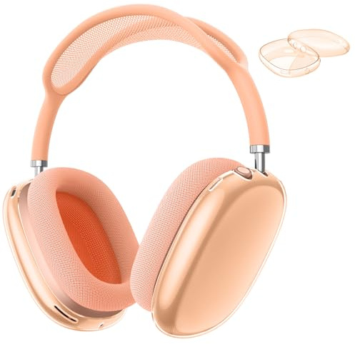 Fintie Hülle Kompatibel mit AirPods Max 2 (2026)/ AirPods Max 1 (2024/2020) Kabellose Kopfhörer, weiche TPU Klar Anti-Scratch Schutzhülle, Klares Orange
