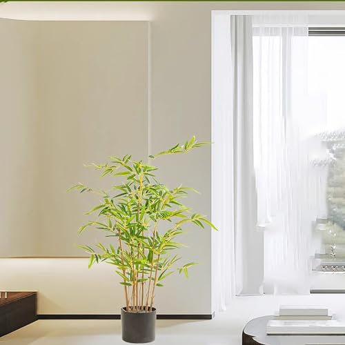 MTSYXYM 7 künstliche Bambus-Bodenpflanzen, künstliche Bambuspflanzen und -bäume für die Terrasse, Bambuspflanzen und -bäume aus Kunststoff, als Sichtschutz für den Garten oder als Zäune.(H90cm)