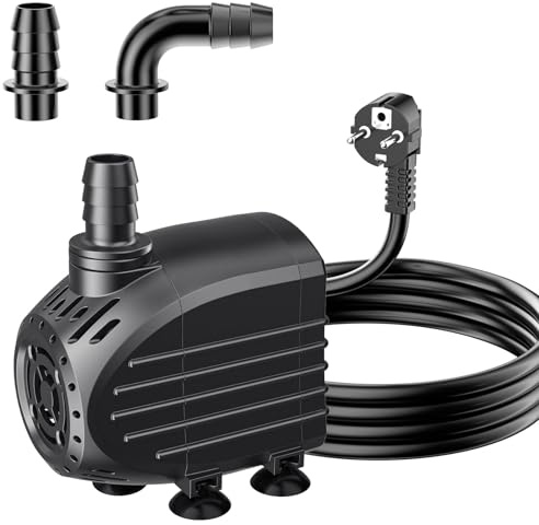 Biling Ultraleise Aquarium Pumpe 750L/H Springbrunnenpumpe mit 2m Kabel, Wasserpumpe Kompakte Brunnen Tauchpumpe für Fontänen und Wasserspiel Brunnen Teichpumpe
