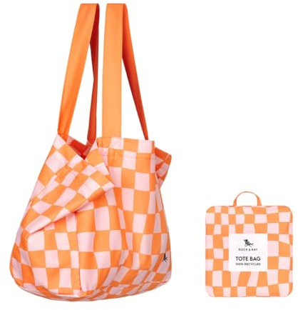 Dock & Bay Everyday Beach Tote Bag - Reusable Beach Handbag & Shopping Carrier - Groovy Check