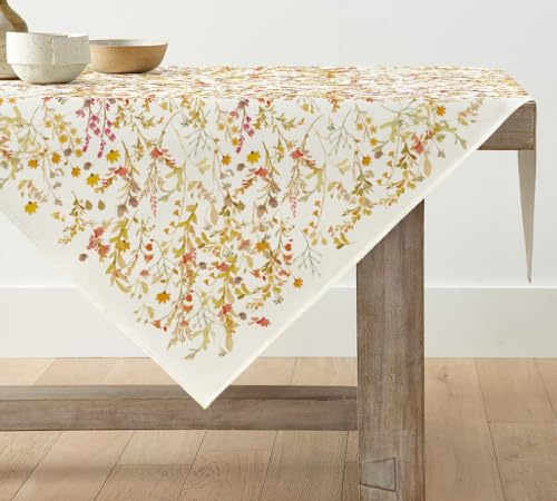 Artoid Mode Blätter Blumen Pflanzen Herbst Tischdecke, Saisonnal Tischwäsche Küche Tisch Dekoration Drinnen Urlaub Party Dekor 85x85 cm