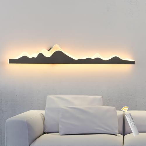GEADI Wandleuchte Innen 110cm, 24W Dimmbar LED Wandlampe mit Fernbedienung | Landschaft Lang Wandleuchten Wärme für Schlafzimmer Wohnzimmer, Wohnzimmer, Esszimmer