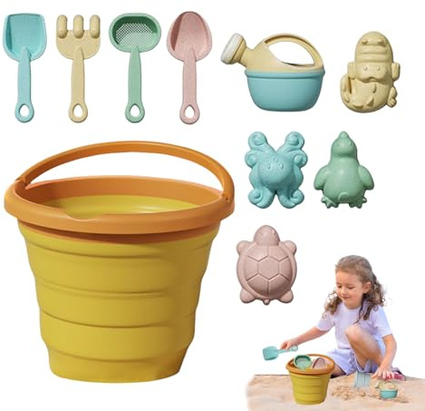 Vjeybv Small Sand Toys, Bucket And Spade Beach Set Kids, Digging Tools With Folding Fruit Bucket For Digging Outdoor Activities Kids Ages 3+ In Beach Swimming Pool Garden Backyard Camping Adventures
