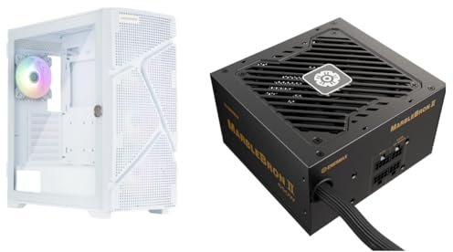 Enermax MarbleShell Mesh MS31 31WW-650M Boîtier PC de Jeu avec Tour Midi ARGB et Bloc d'alimentation MarbleBRON II 650 W 80PLUS Bronze