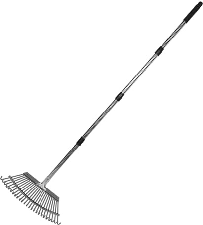 iplusmile Rastrello Da Giardino Curvo in Acciaio Inossidabile Rastrello Per Terra e Foglie Attrezzo Per Giardinaggio Con Denti Per Allentamento Del Terreno e Livellamento Del Prato