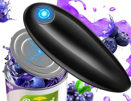 Dosenöffner Elektrisch, Ohne Scharfe Kanten zu Öffnende Dose, One Touch Elektrischer Dosenöffner für Senioren, 360° Drehung & Automatischer Stopp, Seitlich Schneidender Can Opener mit Magnet (Schwarz)