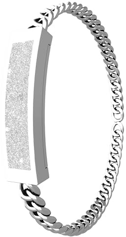 findtime Fitness Tracker Damen Smart Armkette Aktivitätstracker IP68 Wasserdicht Smartband Schmal Schrittzähler Schlaftracker Kalorienzähler Herzfrequenzmesser ohne Display Kuba-Kette Design Silber