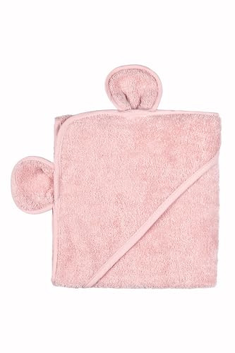 LULINO Baby Kapuzenhandtuch I Mit Ohren I kuschelweich und saugstark I 75x75cm I 100% Baumwolle (Zartrosa)