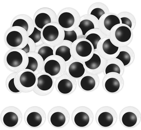 NISENTIA 100 Stück Wackelaugen Selbstklebend, 20mm Kulleraugen Klebeaugen Bastelaugen Selbstklebend Googly Eyes Bastelaugen Selbstklebende Wackelaugen für DIY Scrapbooking Handwerk