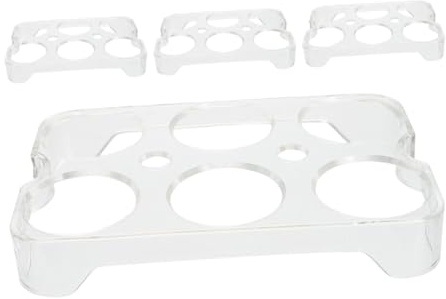 IWOWHERO Organisateur D'œufs Protège les Œufs en Plastique pour Réfrigérateur Boîte de Conservation Empilable 4 Pièces Design Fixe les Chocs et Glissements