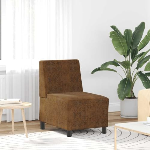 HETFTJN Schlafsessel ohne Armlehnen 55x74x82 cm Braun Wildleder-Optik Mikrofaser Robustes Sperrholzgestell Modernes Design für Living Room Bedroom Büro Balkon