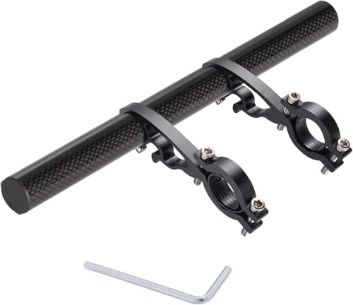 Yizhet Estensore Manubrio Bici, adatta a Manubri da 22,2mm, 25,4mm, 31,8mm | 30cm Barre Estensione, Fibra di Carbonio, con Doppie Morsetti per Supporto da Tachimetro, GPS, Torcia, Telefono