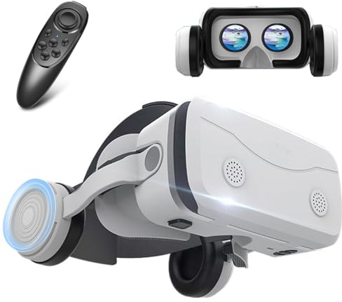 Casque de réalité virtuelle compatible avec iPhone, Samsung, Android 4,7-7,2, lunettes de réalité virtuelle avec lumières bleues pour jeux, films et vidéos avec télécommande, casque VR 3D pour