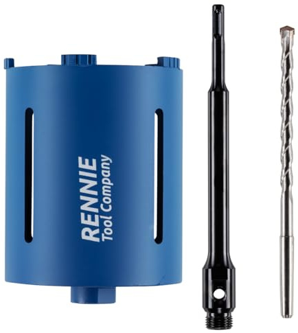 117mm x 150mm Long Diamond Core Drill Bit Set With SDS Adapter Centre Drill | For Concrete Masonry Brick Block Stone Granite. 117 mm Core Drill, 240mm Long SDS Plus Adapter And Pilot Centre Drill Bit